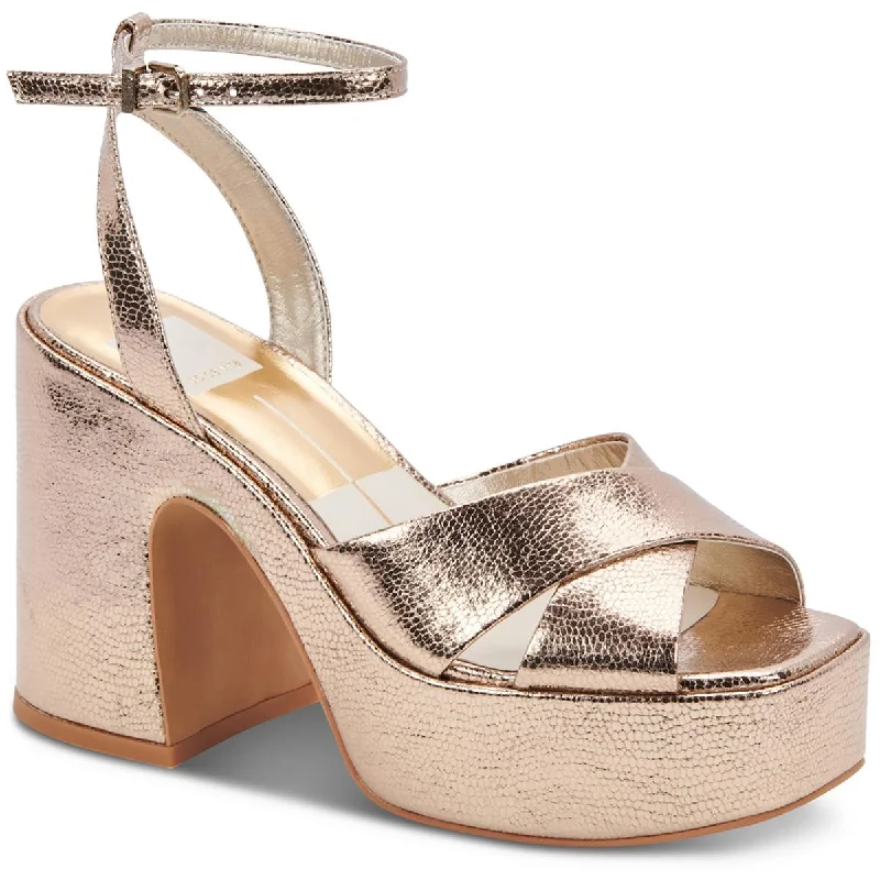 Comfortable Chic Wessi Womens Embossed Criss Cross Front Platform Sandals