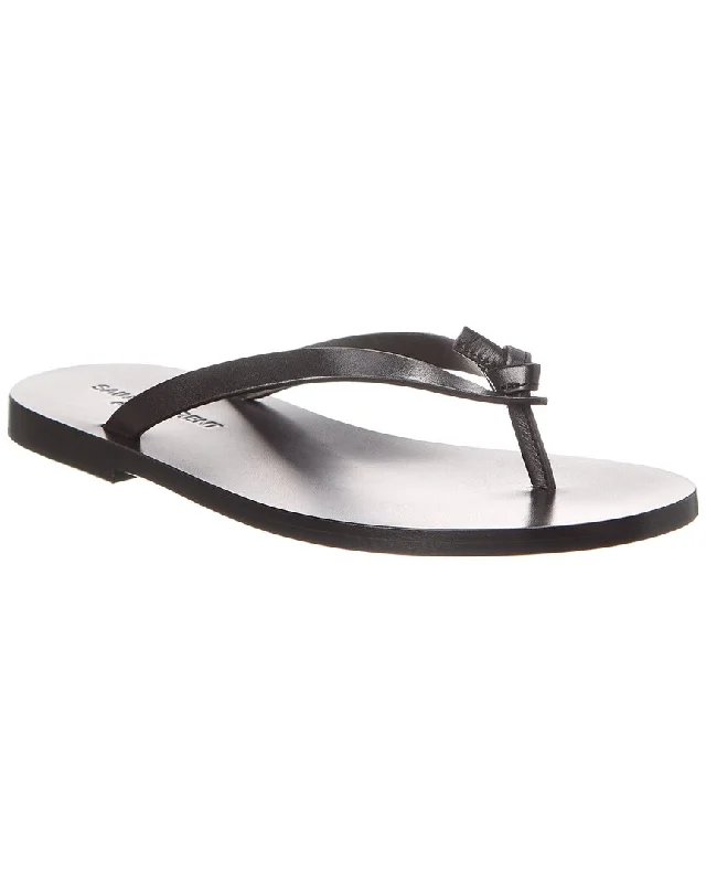 Soft Cushion Shoes Discount Saint Laurent Laguna Leather Sandal