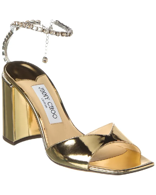 Versatile Fashion Shoes Jimmy Choo Saeda Block Heel 85 Leather Sandal