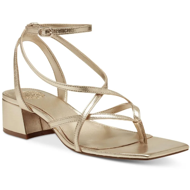 Seasonal Clearance Shawtry Womens Metallic Block Heel Ankle Strap