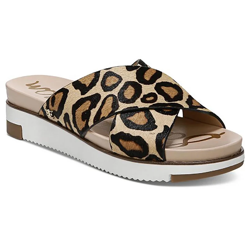 Fashion Frontiers Audrea Womens Lamb Fur Slip On Slide Sandals