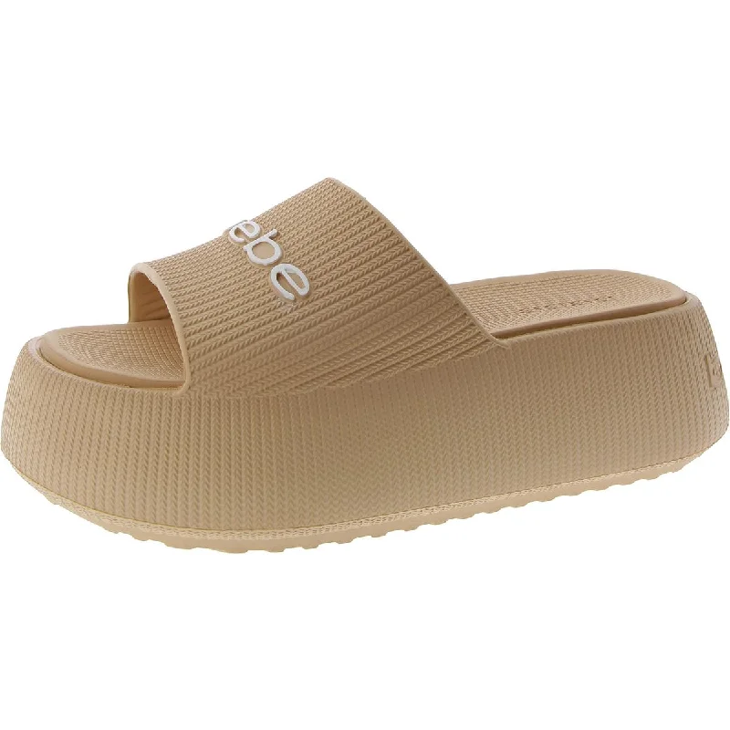Crazy Discounts, Hurry Up Plushy Womens Logo Slip-On Platform Sandals