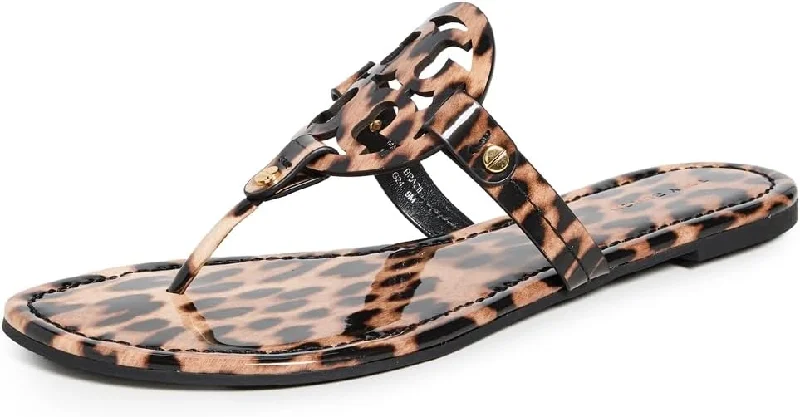 Seasonal Picks Tory Burch Women's Miller Patent Leather Sandals, Classic Leopard