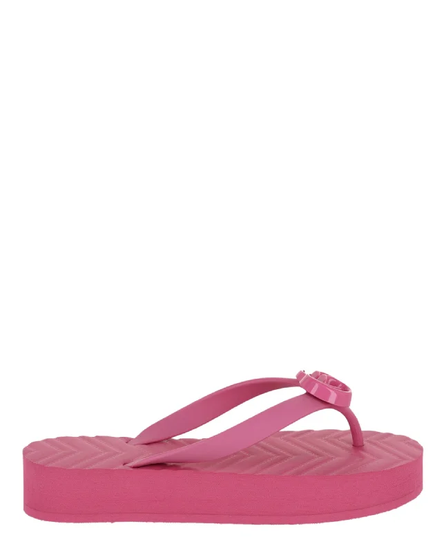 Fashion Forward Gucci Womens Chevron Logo Thong Sandals
