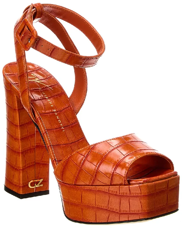Mega Sales Giuseppe Zanotti Blasvegas 80 Croc-Embossed Leather Platform Sandal