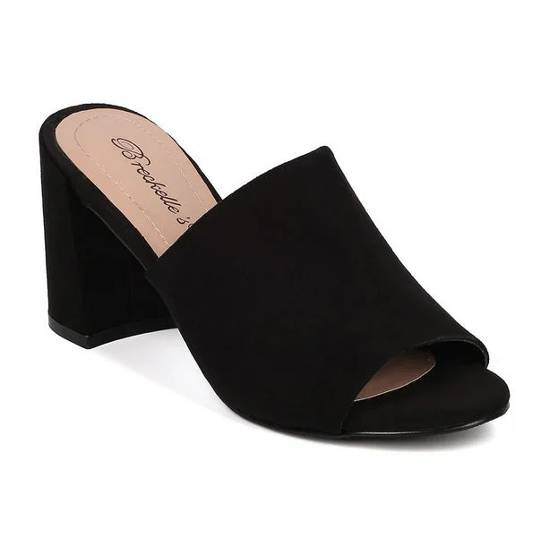 Limited Time Women's Gala-01 Open Toe Block Low Heel Slip On Slide Mules Shoes