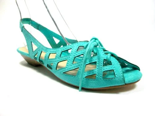 Popular Collection Women's Casper-01 Mint Lace up Gladiator Caged Wedge Sandals