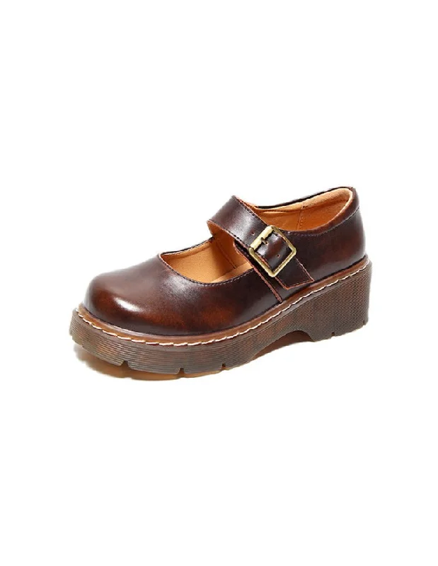 Fashion Essentials Buckle Strap Decor Platform Mary Jane Shoes