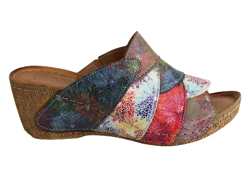 Stylish Savings Cabello Comfort Hannah Womens European Leather Wedge Slide Sandals
