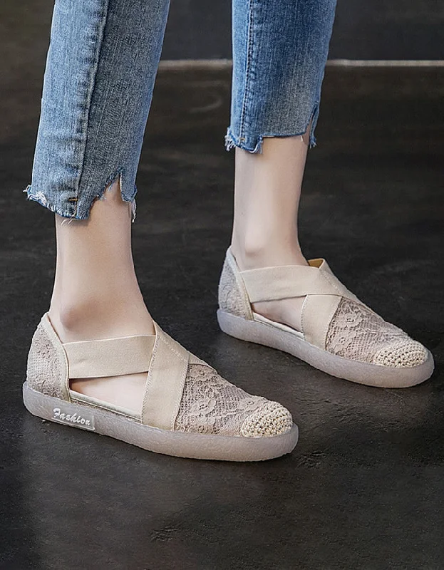 Breathable Shoes Comfortable Cross Strap Lace Flats
