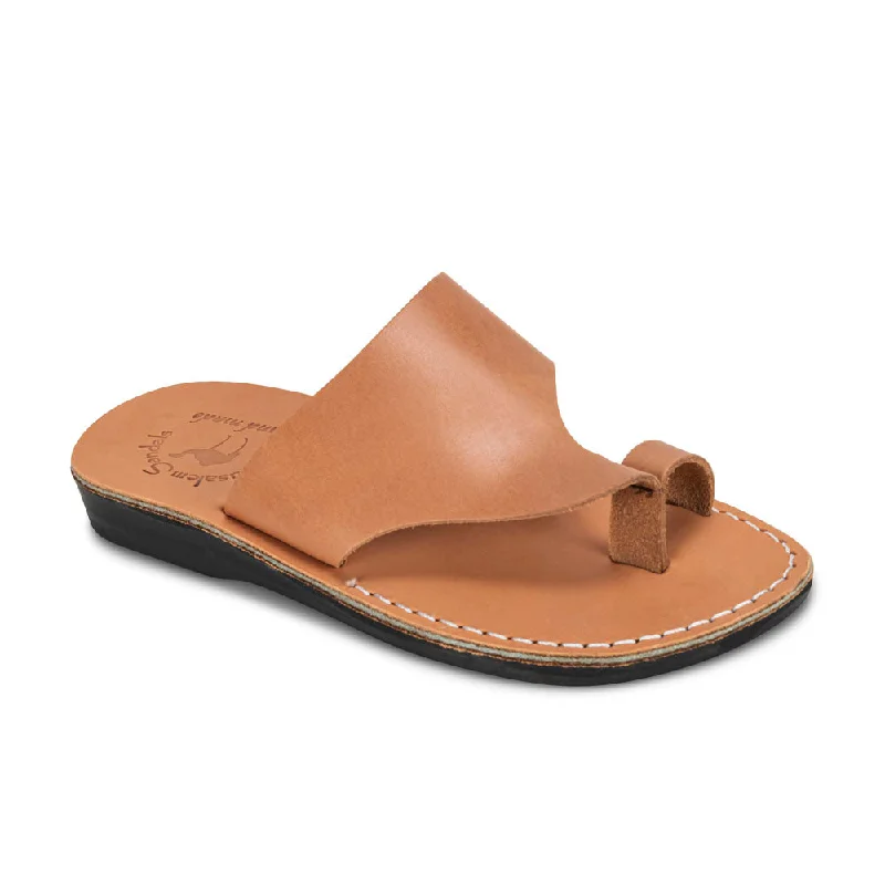 Comfortable Travel Shoes Petra - Leather Toe Strap Sandal | Tan