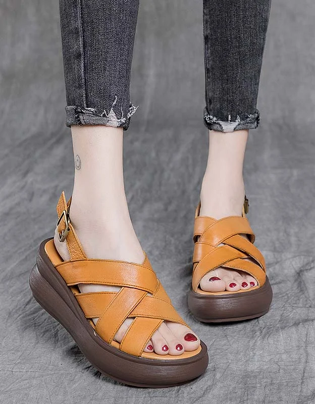 Modern Fashion Sale Cross Straps Summer Holiday Wedge Sandals