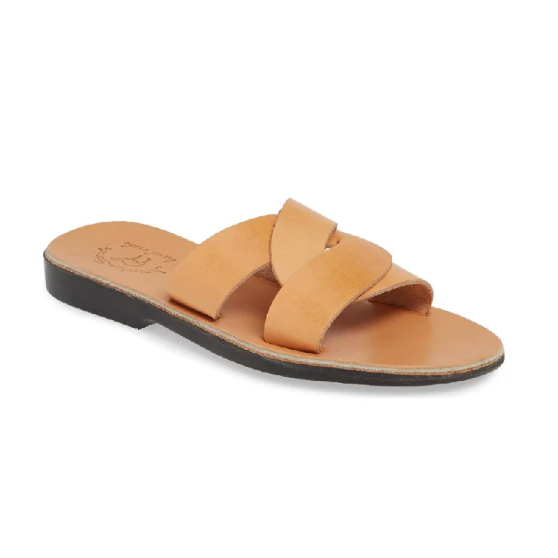 Clearance Event Emily - Leather Crossover Strap Sandal | Tan