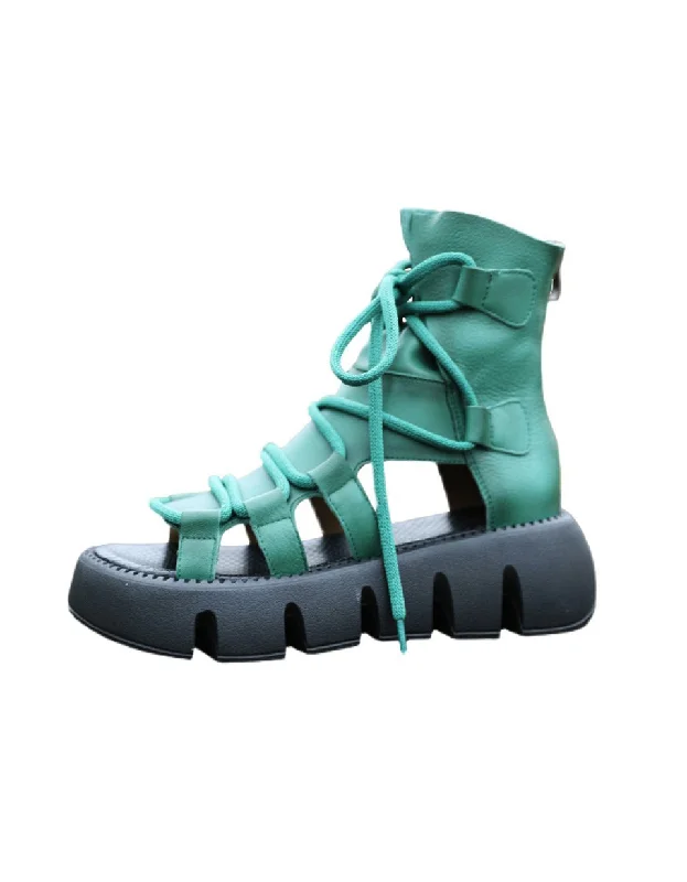 Sophisticated Fashion Front Lace-up Open-Toe Platform Sandals Boots