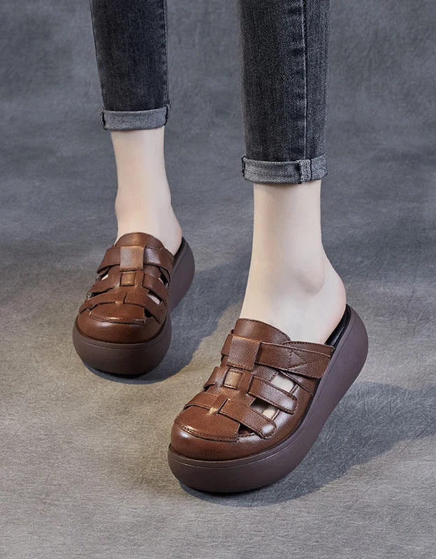Trend Alert Front Woven Retro Wedge Slippers