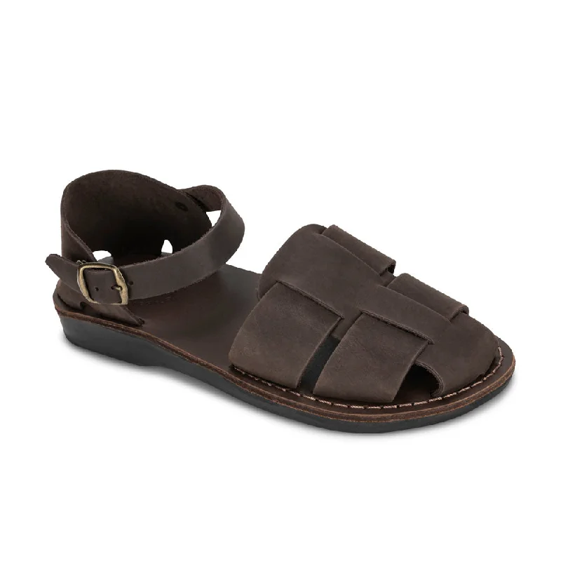 Premium Fashion Gemma - Leather Adjustable Strap Sandal | Brown Nubuck