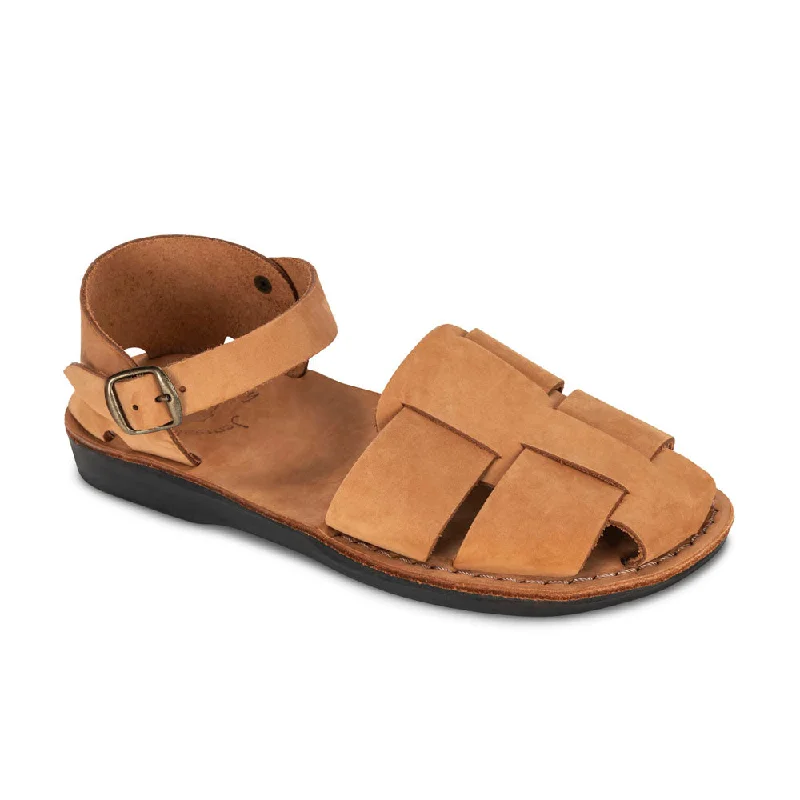Statement Footwear Discount Gemma - Leather Adjustable Strap Sandal | Camel Brown Nubuck