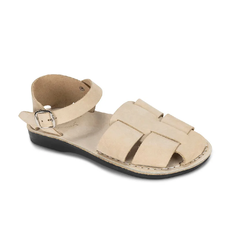 Flexible Sole Shoes Sale Gemma - Leather Adjustable Strap Sandal | White Nubuck