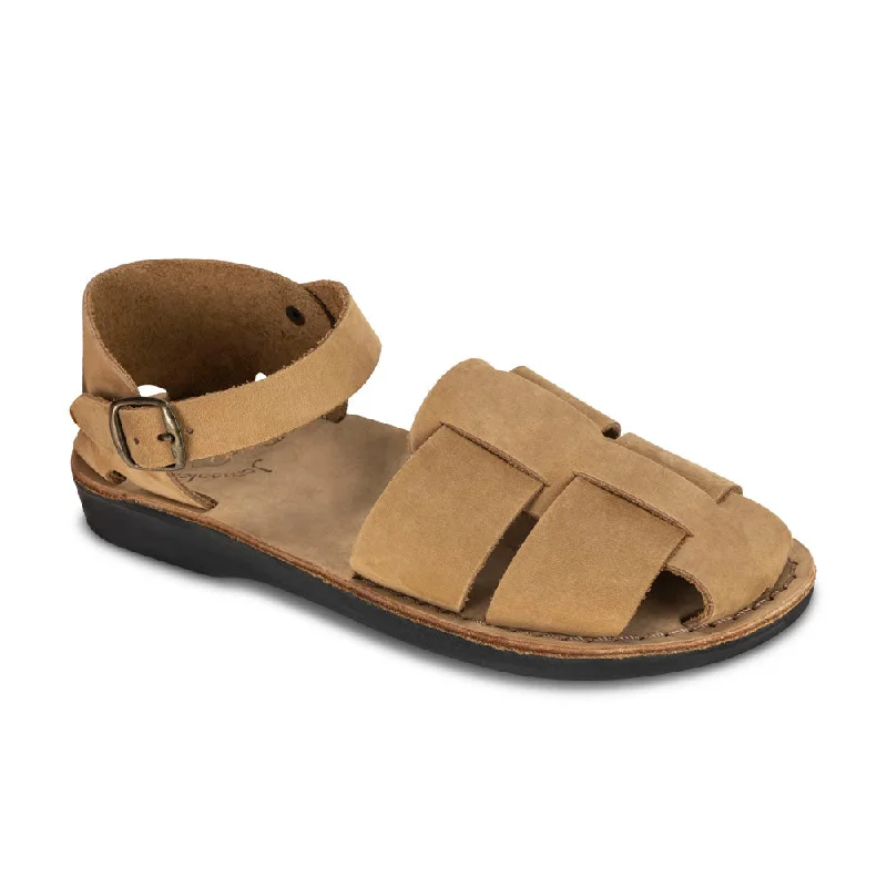 Vintage-Inspired Footwear Sale Gemma - Leather Adjustable Strap Sandal | Yellow Nubuck