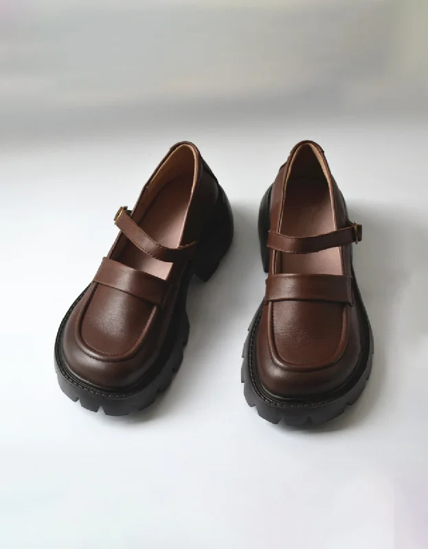 Special Offer Chunky Heels Wide Toe Box Mary Jane Shoes