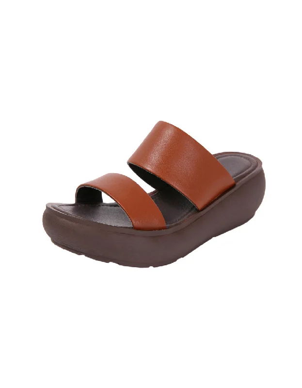 High-Quality Casual Shoes Handmade Double Straps Wedge Slippers