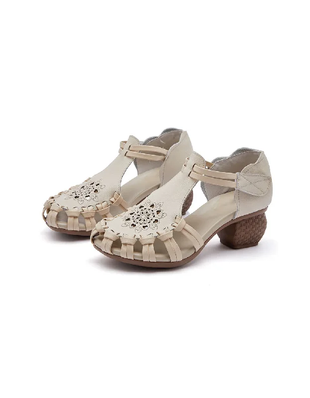 Lightweight Walking Shoes Offers Close-toe T-strap Chunky Heels Sandals