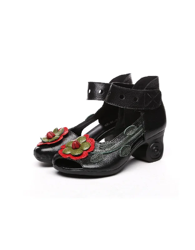 Buy More, Save More Ethnic Style Flowers Chunky Heel Sandals