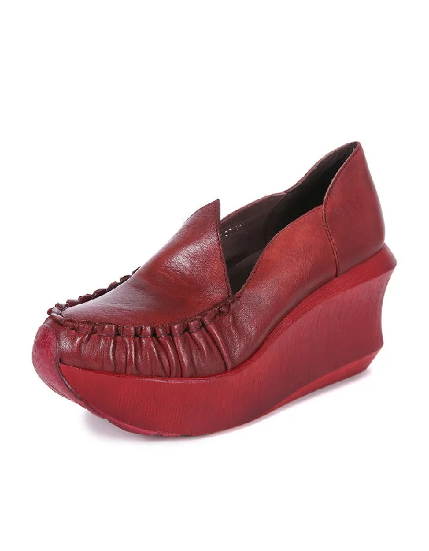 Affordable Trendy Fashion Handmade Pleated Vintage Elegant Wedge Shoes