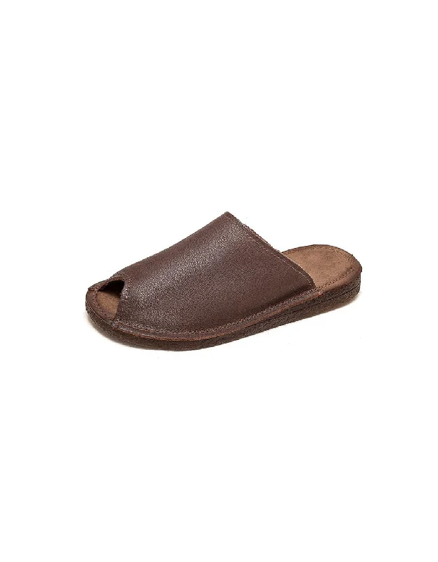 Limited Time Deal Fish-toe Comfortable Handmade Retro Leather Slippers