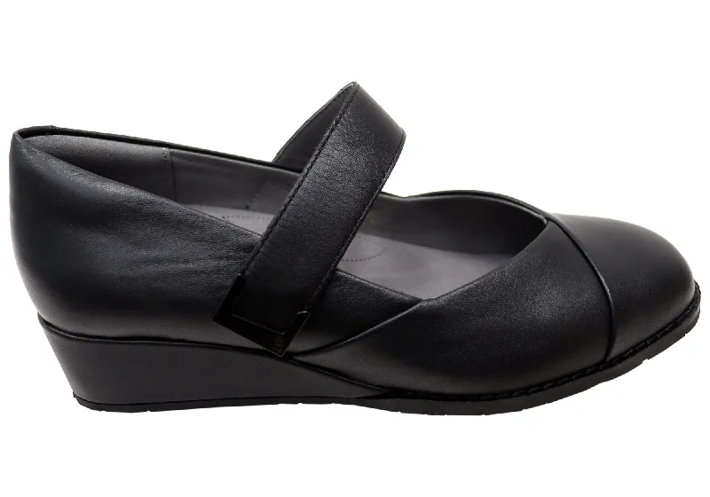 Designer Shoes Clearance Homyped Lavish MJ Womens Leather Mary Jane Wedge Shoes