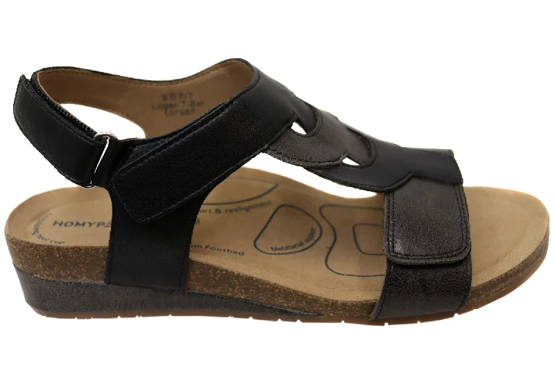 Effortless Slip-On Shoes Homyped Logan T Bar Womens Comfortable Wide Fit Sandals