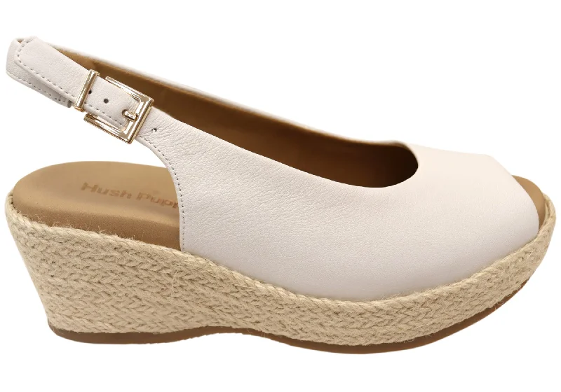 Trendy Styles Hush Puppies Amber Womens Comfortable Leather Wedge Sandals