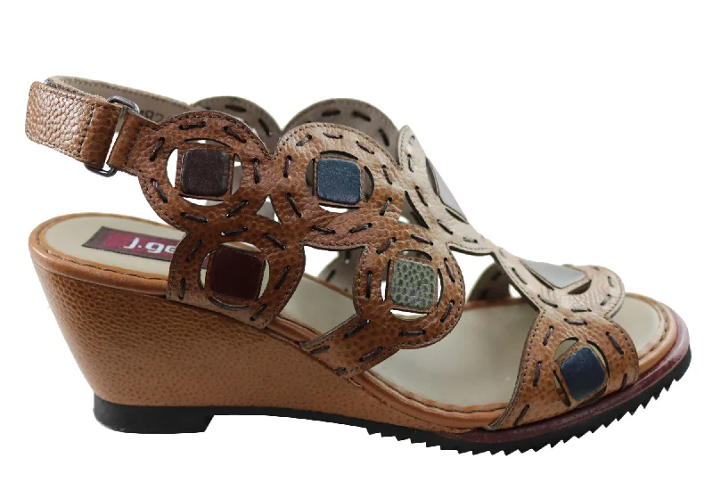 Trendy Flats Sale J Gean Sonya Womens Comfortable Leather Wedge Sandals Made In Brazil