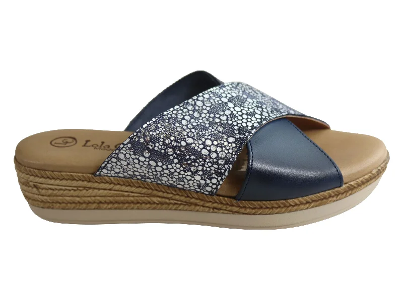 Exclusive Discount Lola Canales Anita Womens Comfort Leather Slides Sandals Made In Spain