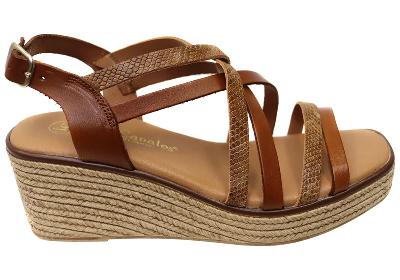 Classy Style Discounts Lola Canales Cathy Womens Spanish Leather Wedge Sandals
