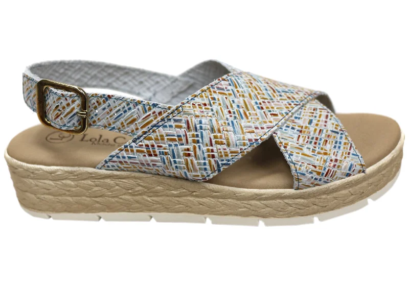 Gift Ideas Lola Canales Fonda Womens Spanish Comfort Leather Espadrille Sandals