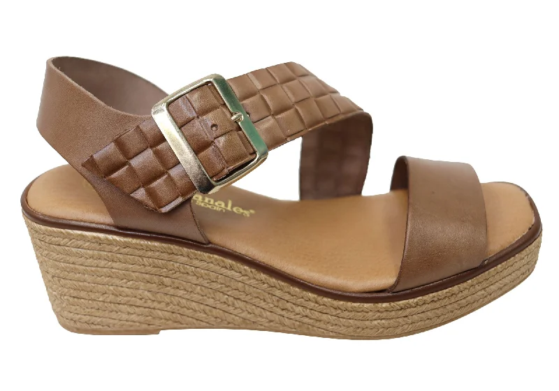 Limited Edition Lola Canales Kristine Womens Spanish Leather Wedge Sandals