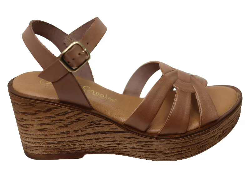 Elegant Evening Shoes Deal Lola Canales Moment Womens Spanish Leather Wedge Sandals