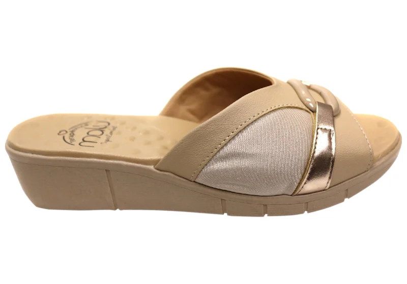 Casual Chic Footwear Offers Malu Supercomfort Vixie Womens Comfortable Wedge Slides Made In Brazil