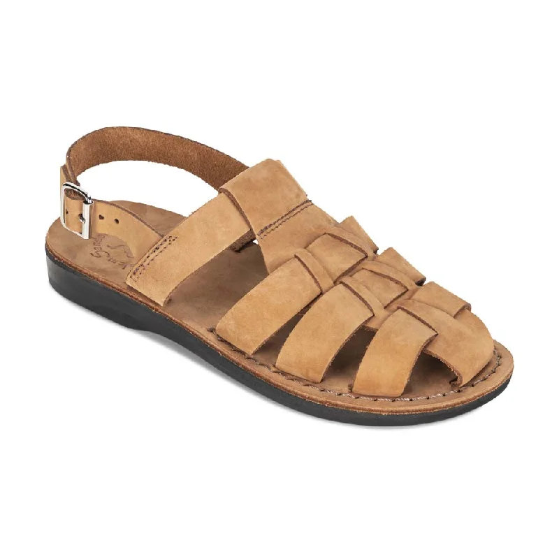 Early Bird Offer Michael - Slingback Leather Fisherman Sandal | Camel Brown Nubuck