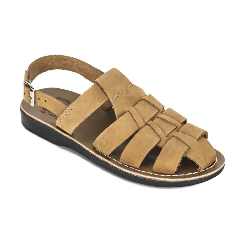 Day To Night Styles Michael - Slingback Leather Fisherman Sandal | Tan Nubuck