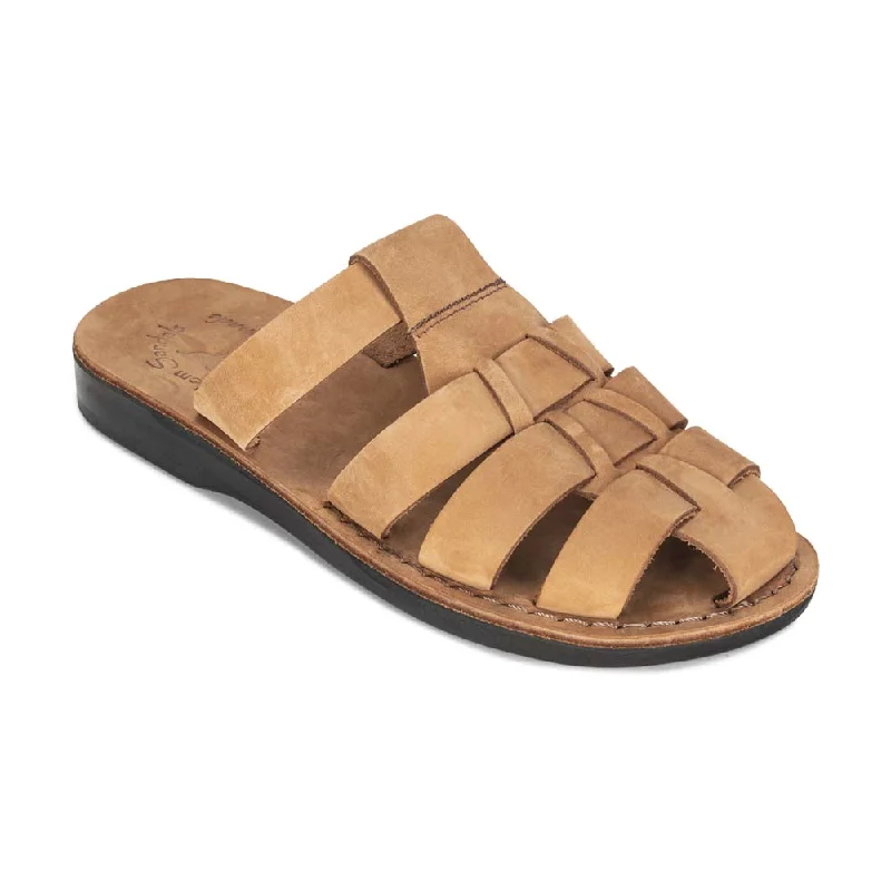 Stylish Shoe Discounts Michael Slide - Leather Pacific Slide Sandal | Camel Brown Nubuck