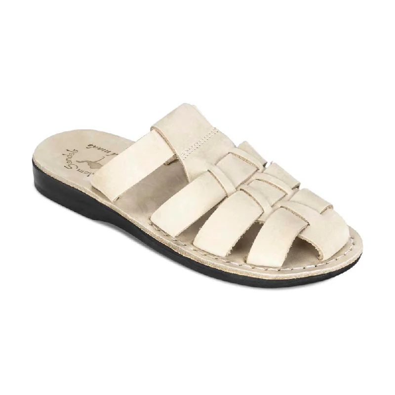 Sleek Versatile Footwear Michael Slide - Leather Pacific Slide Sandal | White Nubuck