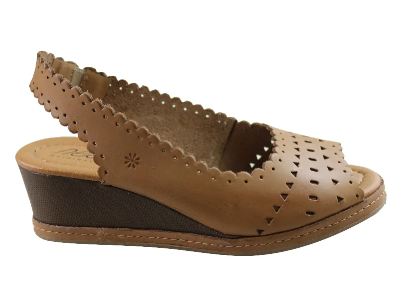 Sleek Dress Shoes Deal New Face Emberly Womens Leather Wedge Sandals Made In Brazil