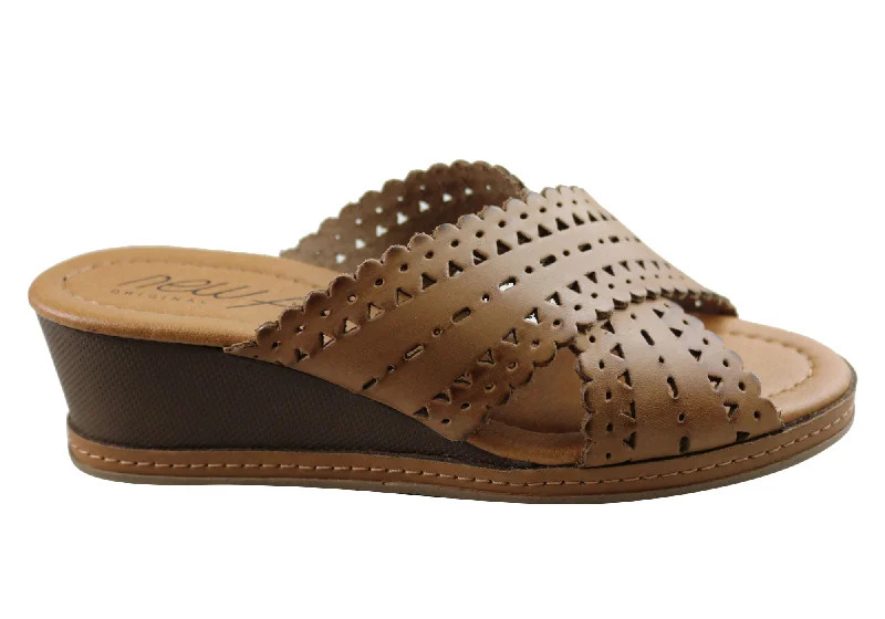 Formal Shoes Deals New Face Tory Womens Leather Wedge Slides Sandals Made In Brazil