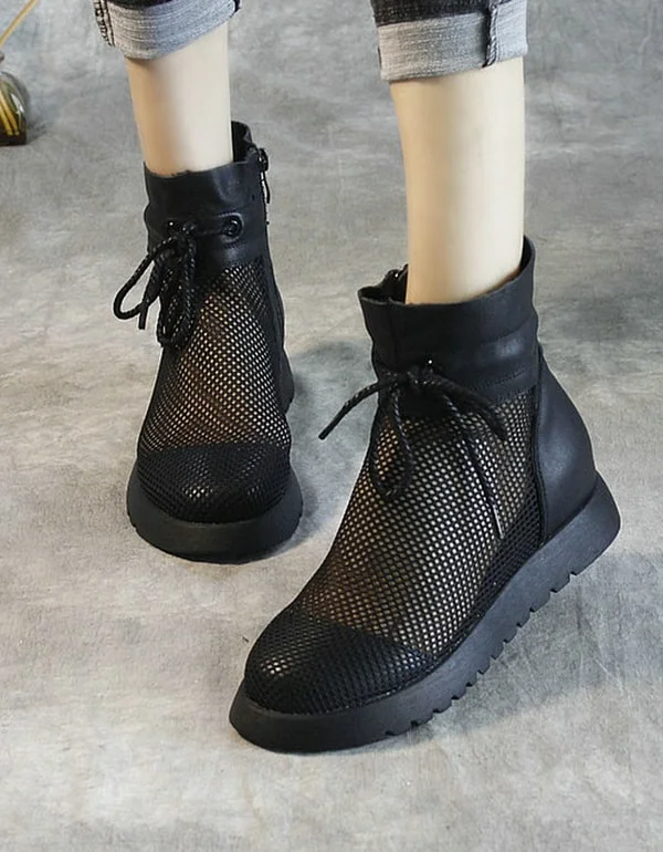 Crazy Price Slashing New Inner Heightening Mesh Black Summer Boots