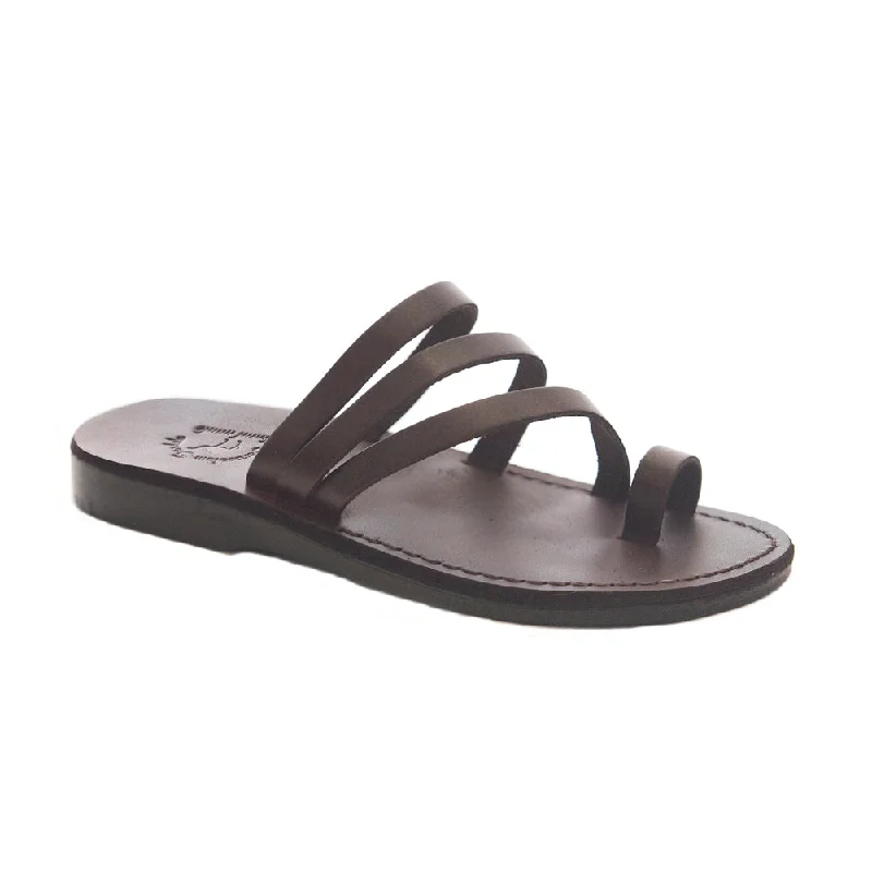 Mega Sale Nora - Leather Strappy Flat Sandal | Brown