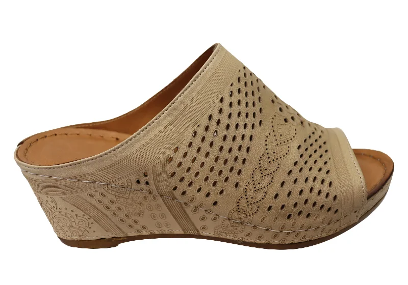 Limited Stock Orizonte Kingsley Womens European Comfort Leather Wedge Slides Sandals Limited Stock Orizonte Kingsley Womens European Comfort Leather Wedge Slides Sandals