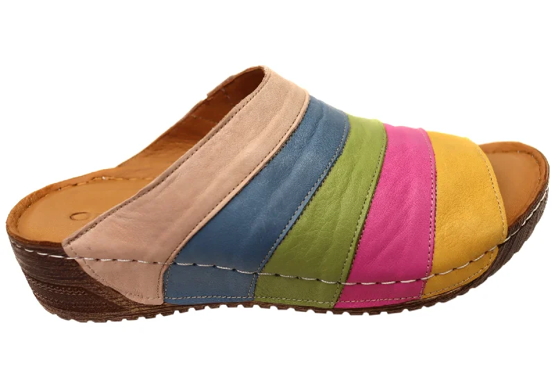 Budget Friendly Orizonte Mimi Womens European Comfortable Leather Slides Sandals