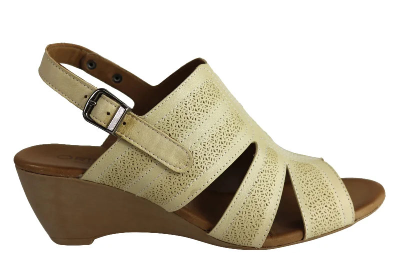 Exclusive Sale Orizonte Pinta Womens European Leather Comfortable Wedge Sandals